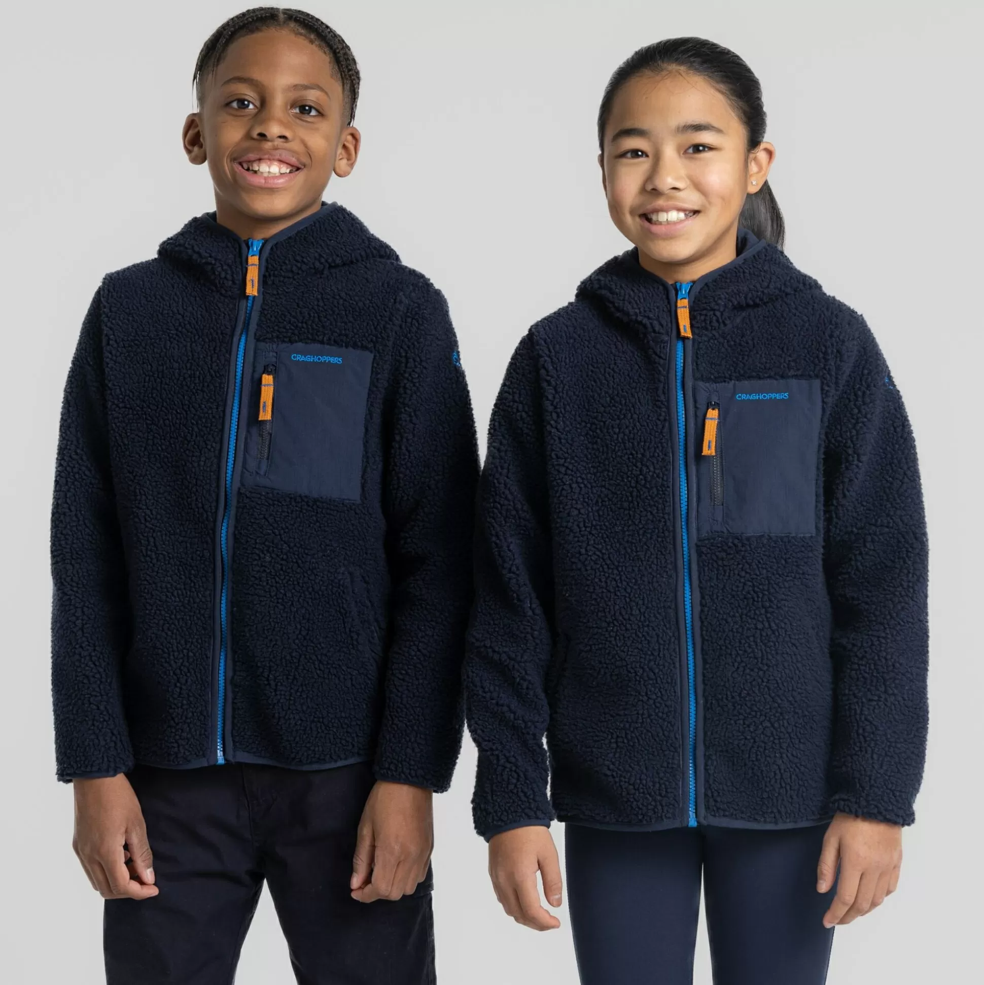 Craghoppers Kid'S Boyne Hooded Jacket - Blue Navy<Kids Full Zip Fleece