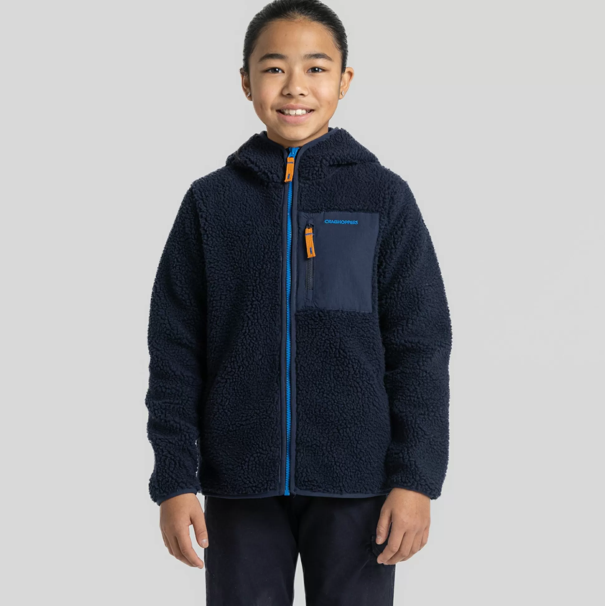 Craghoppers Kid'S Boyne Hooded Jacket - Blue Navy<Kids Full Zip Fleece