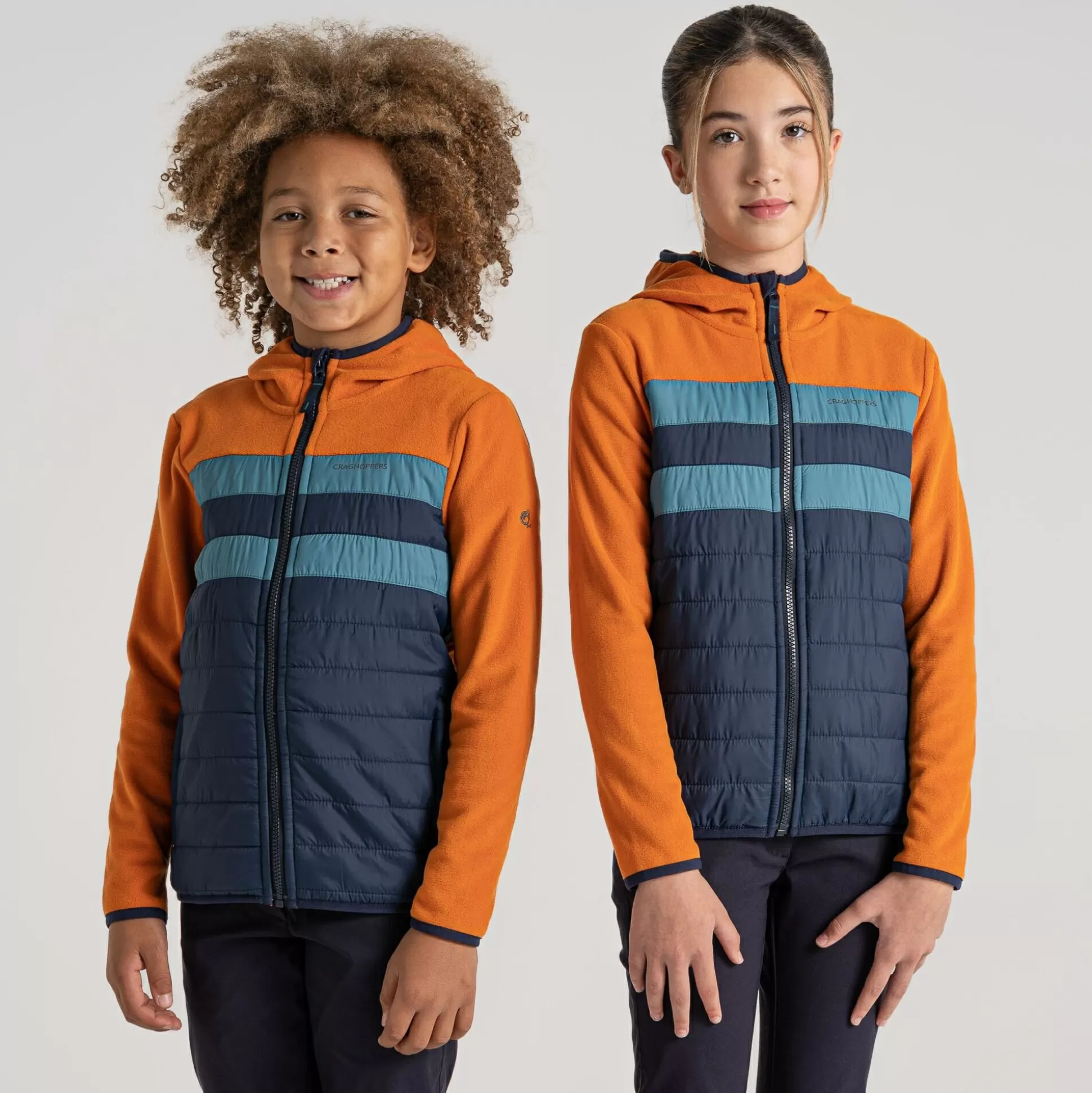 Craghoppers Kid'S Brady Hybrid Jacket - Canyon Orange / Blue Navy<Kids Insulated Jackets