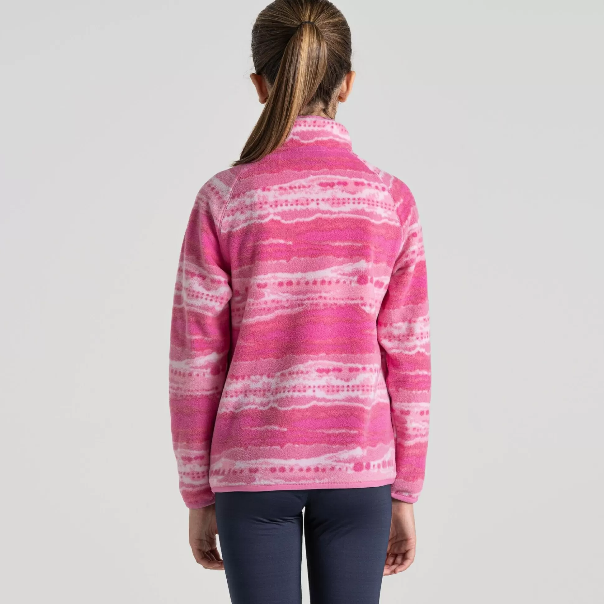 Craghoppers Kid'S Kai Half Zip Fleece - Carnation Pink Print<Kids Half Zip Fleece