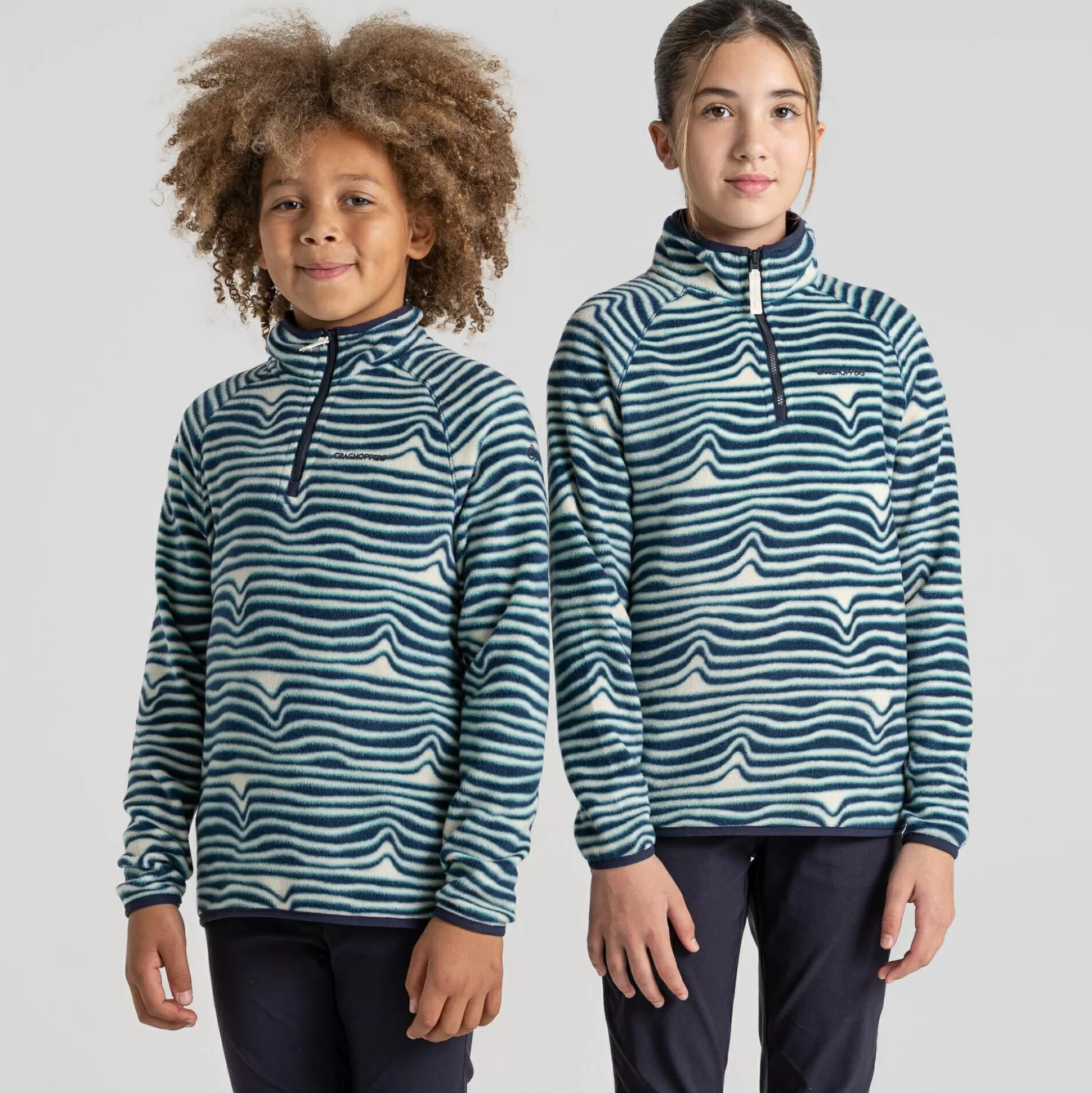 Craghoppers Kid'S Kai Half Zip Fleece - Poseidon Blue Print<Kids Half Zip Fleece