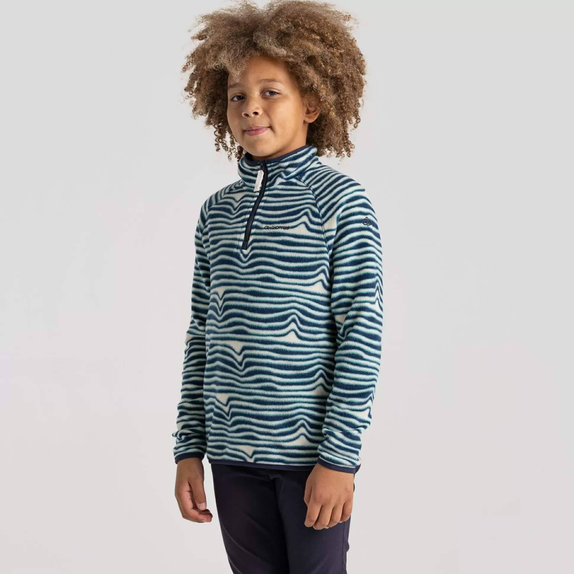 Craghoppers Kid'S Kai Half Zip Fleece - Poseidon Blue Print<Kids Half Zip Fleece