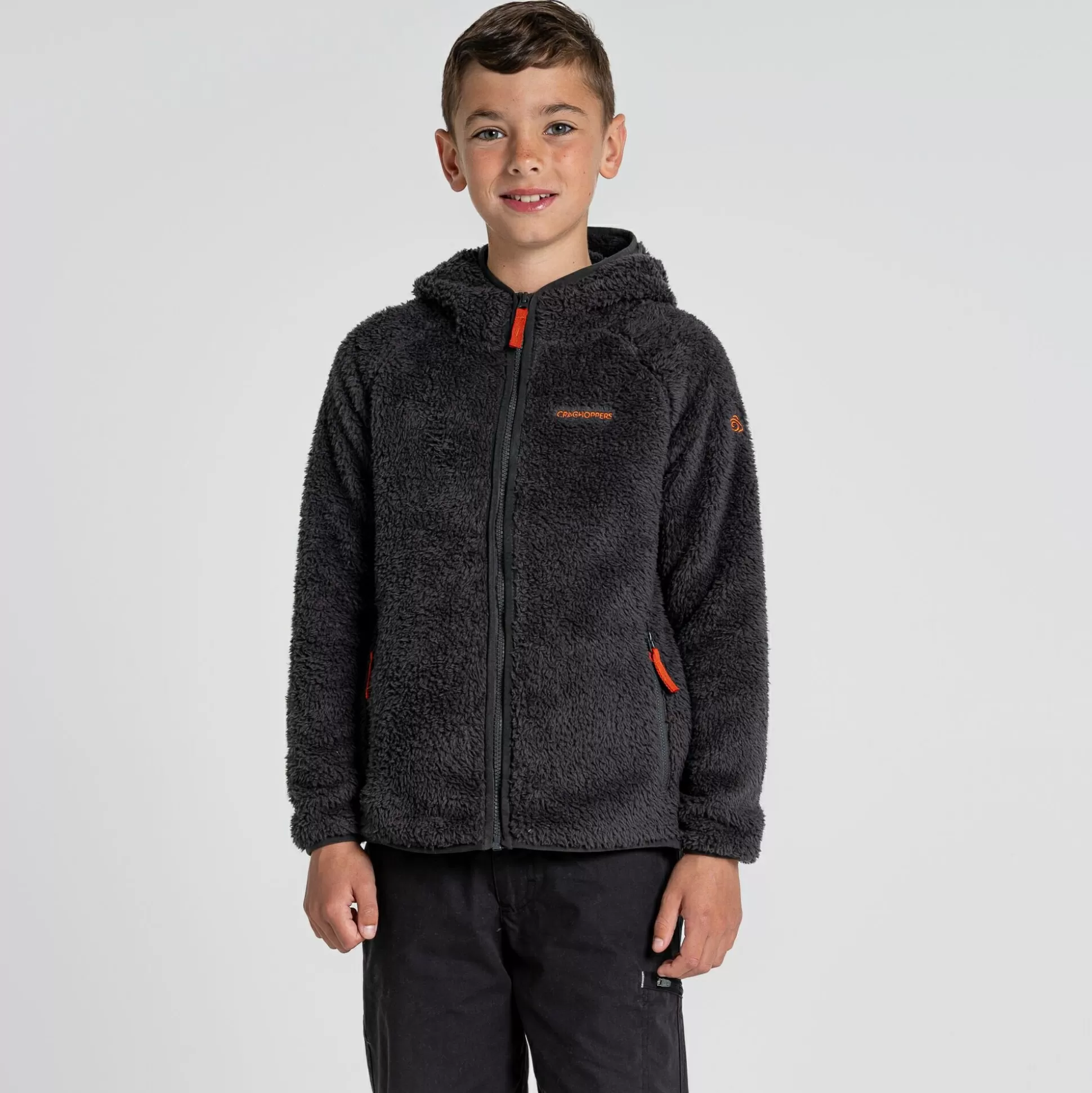 Craghoppers Kid'S Kaito Hooded Jacket - Black Pepper<Kids Full Zip Fleece | Insulated Jackets