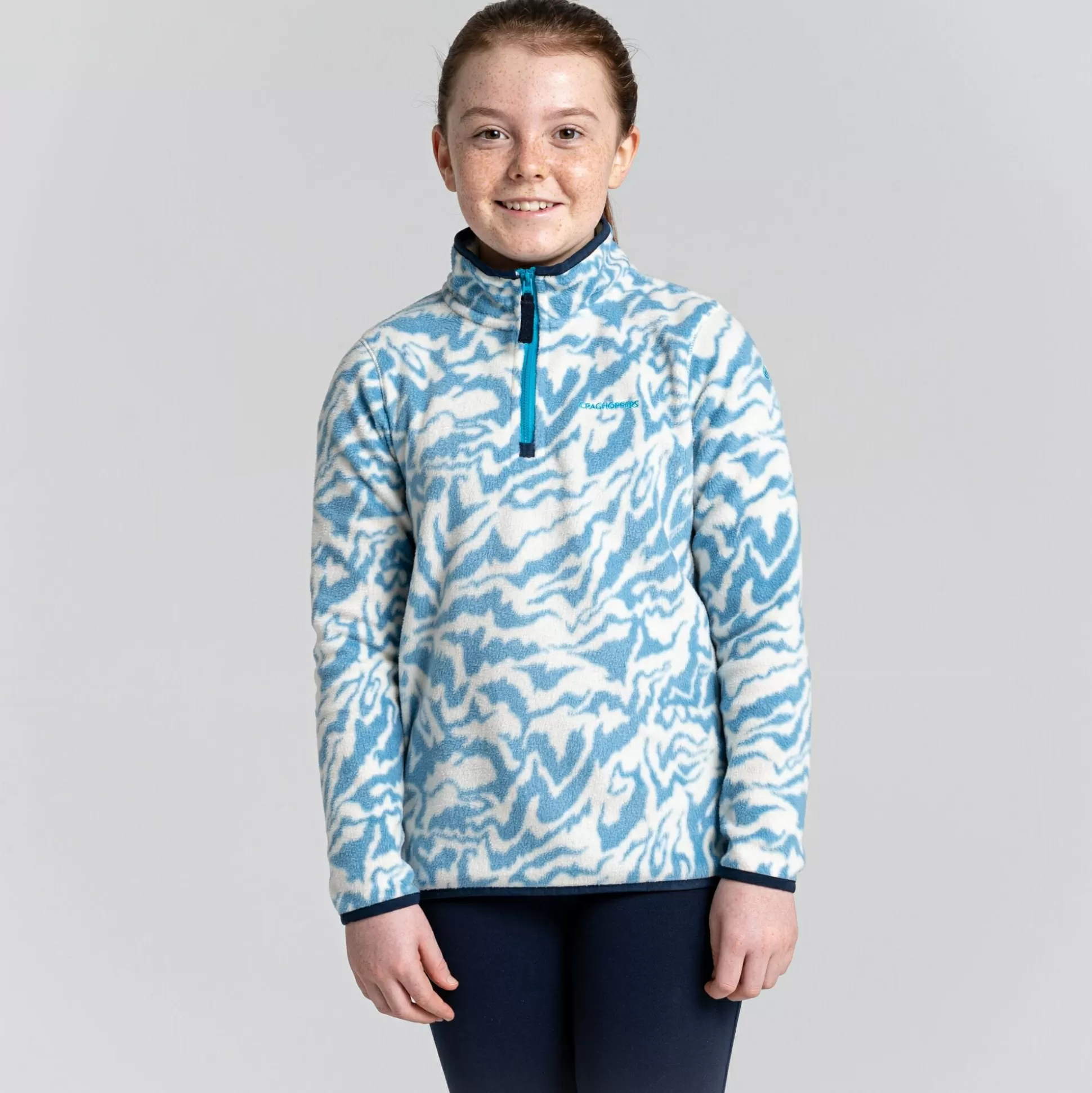 Craghoppers Kid'S Kana Half Zip Fleece - Scuba Blue Print<Kids Half Zip Fleece