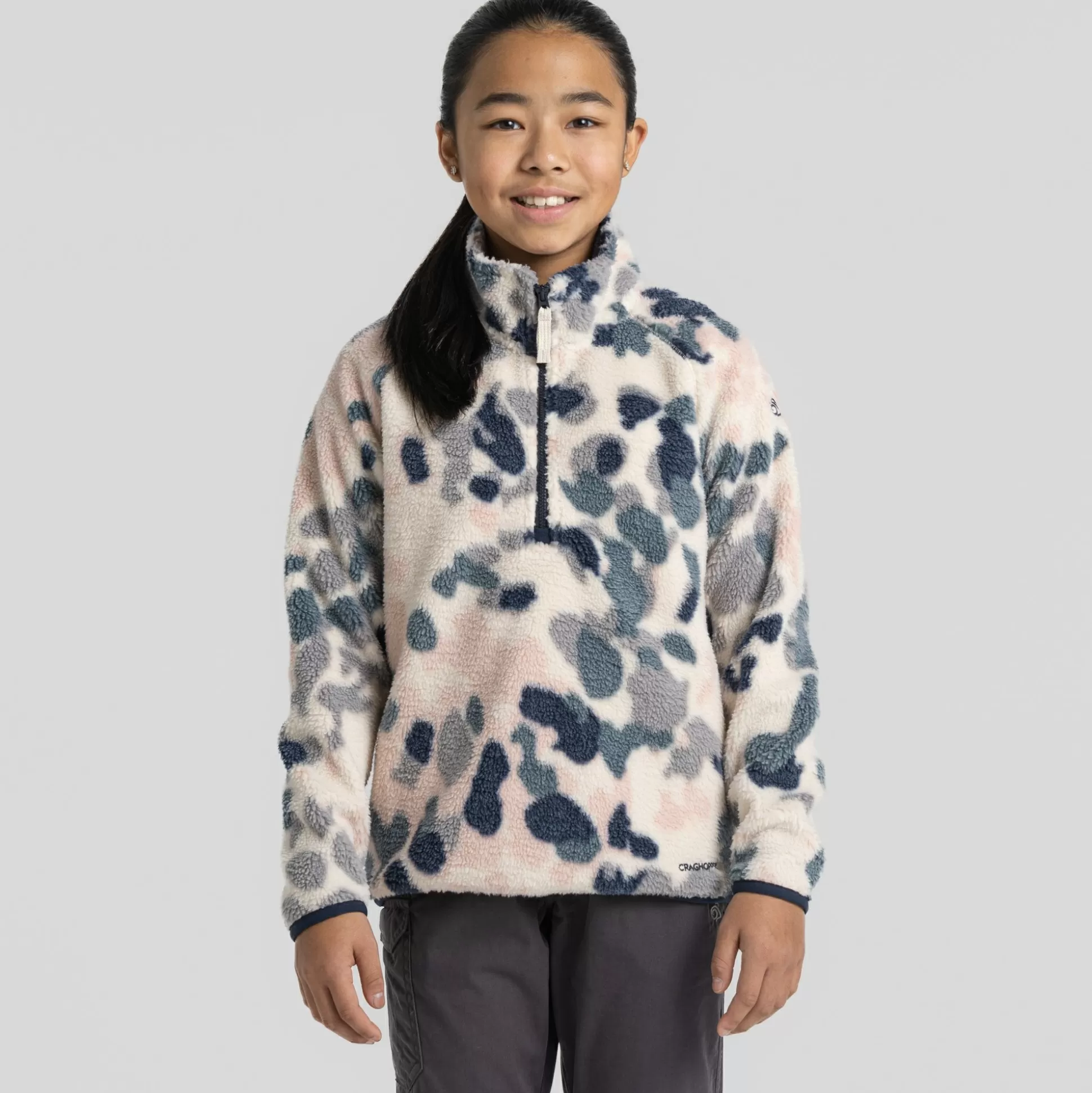 Craghoppers Kid'S Mellows Half Zip - Blue Navy Print<Kids Half Zip Fleece