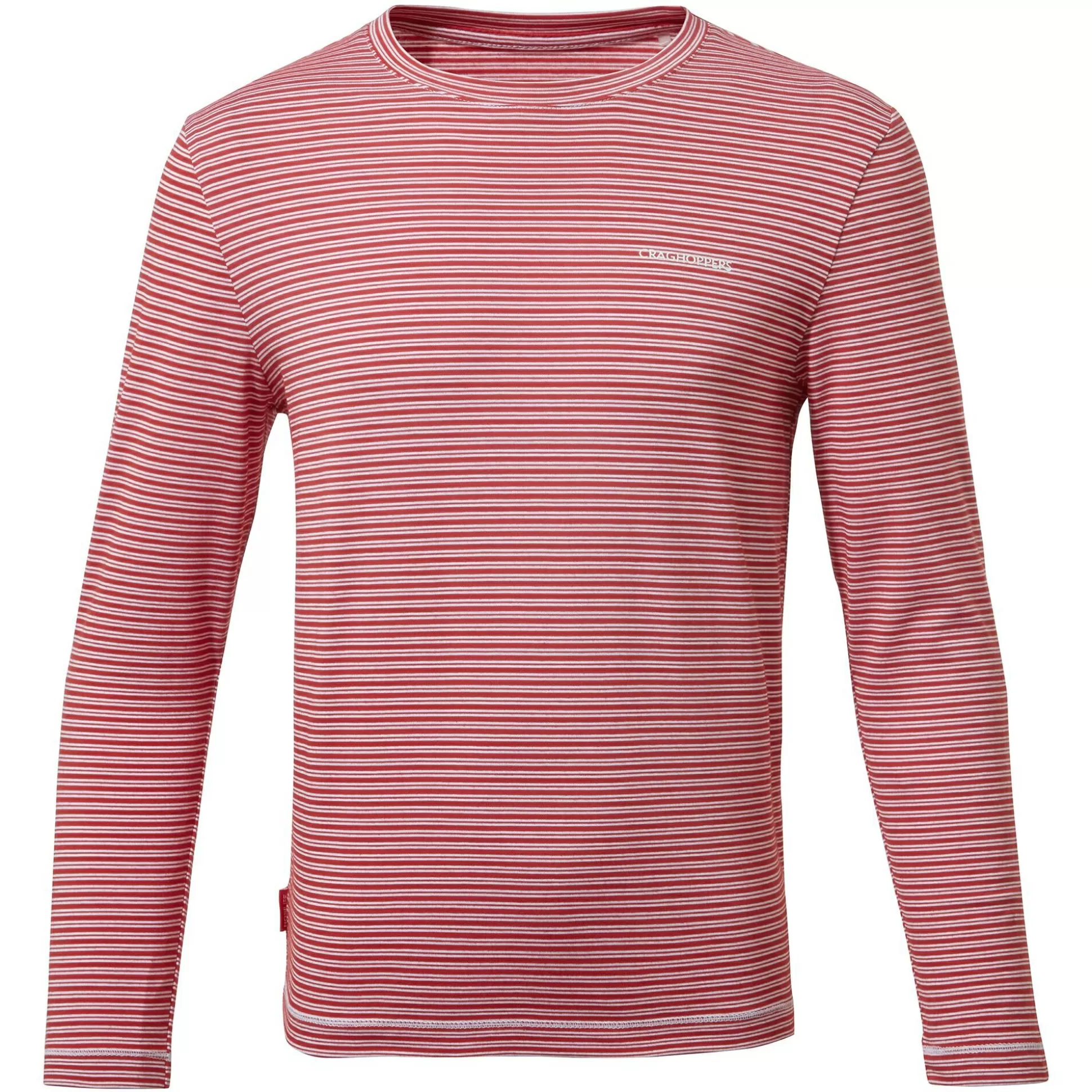 Craghoppers Kid'S Nosilife Jago Long Sleeved T-Shirt - Pompeian Red Stripe<Kids Long Sleeve