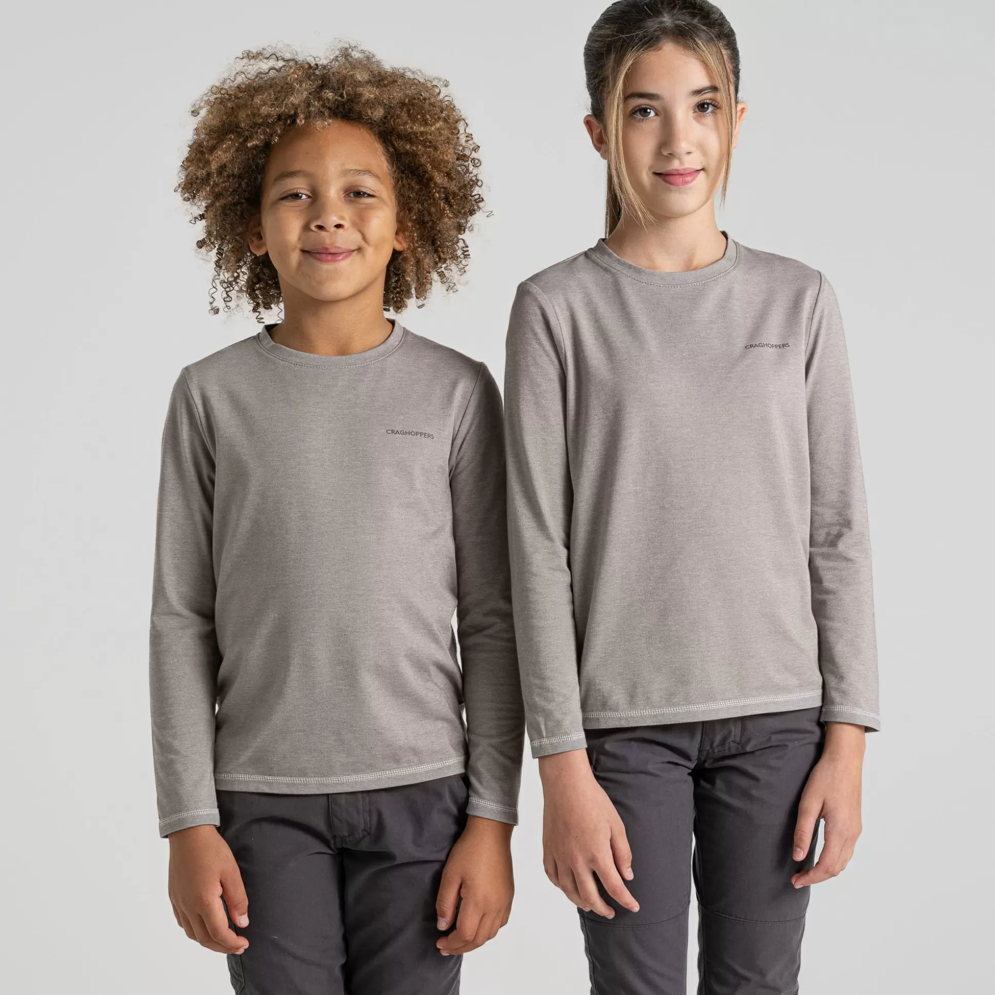 Craghoppers Kid'S Nosilife Jago Long Sleeved T-Shirt - Soft Grey Marl<Kids Long Sleeve