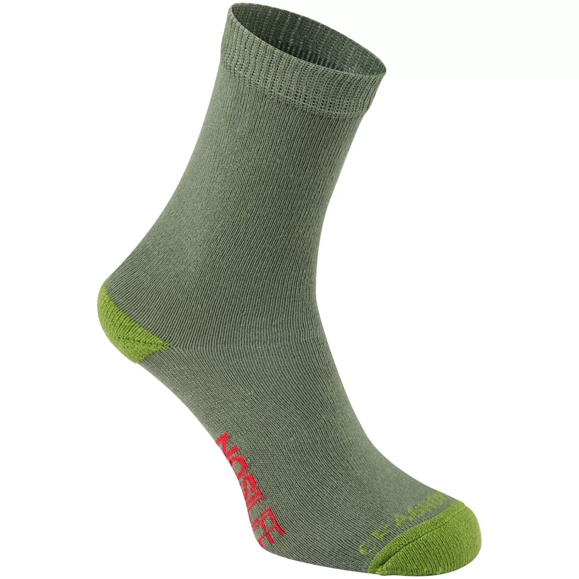 Craghoppers Kid'S Nosilife Sock Twin Pack - Dark Khaki / Spiced Lime<Kids Socks