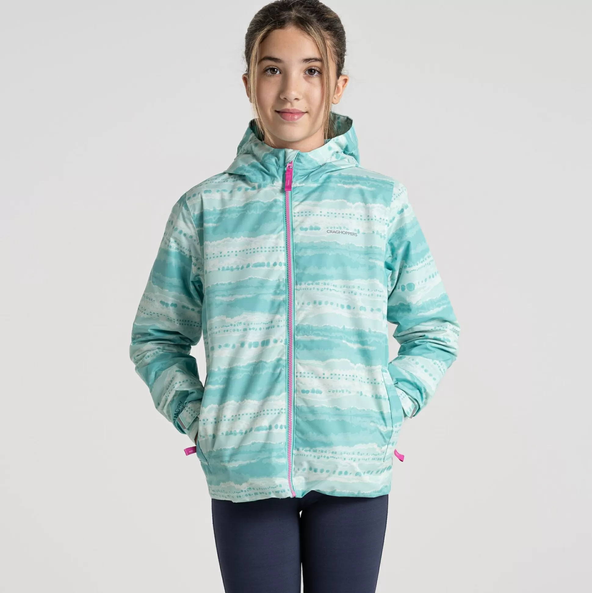 Craghoppers Kid'S Rowan Waterproof Jacket - Ocean Green Print<Kids Waterproof Jackets