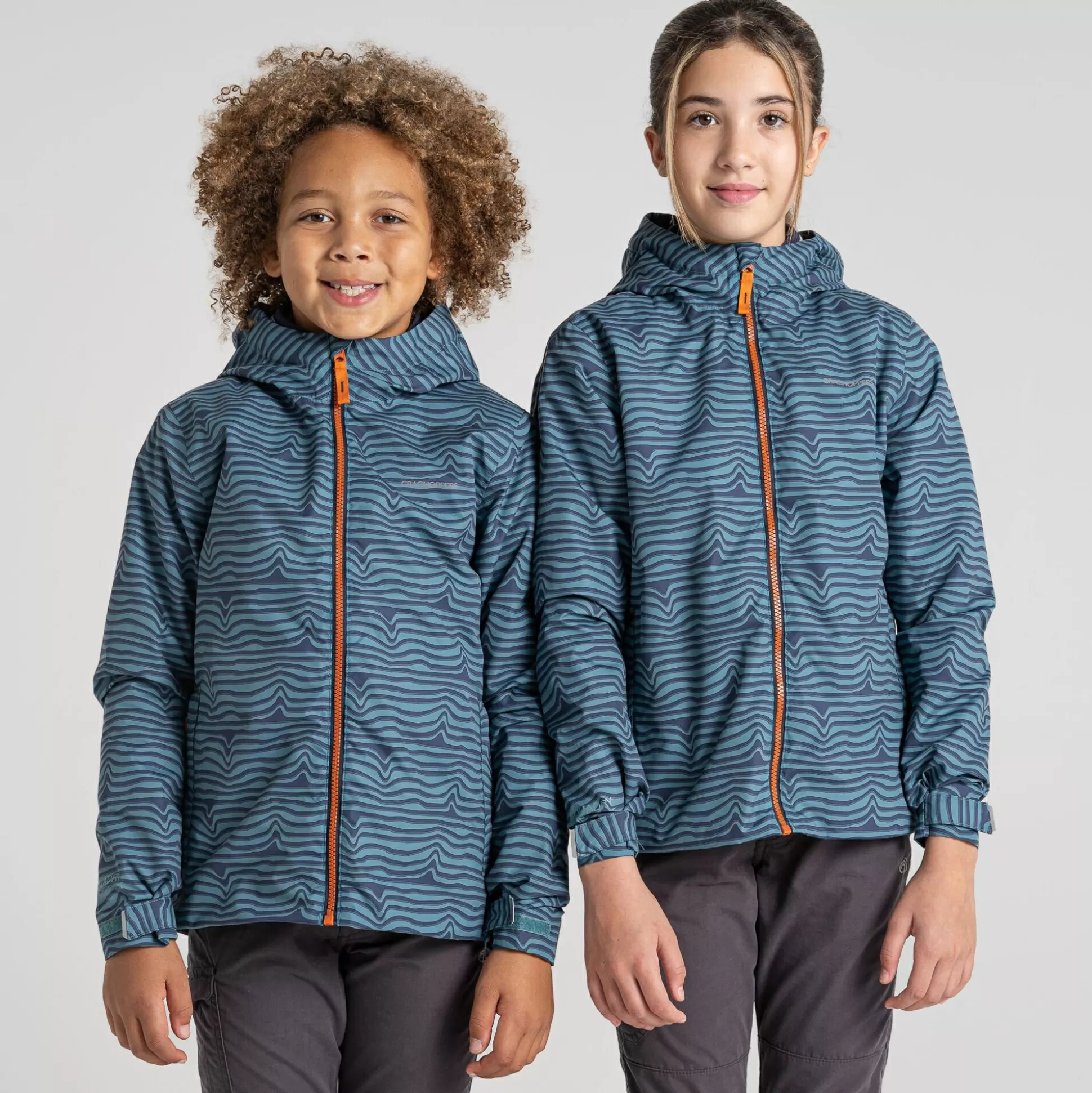 Craghoppers Kid'S Rowan Waterproof Jacket - Washed Teal Print<Kids Waterproof Jackets