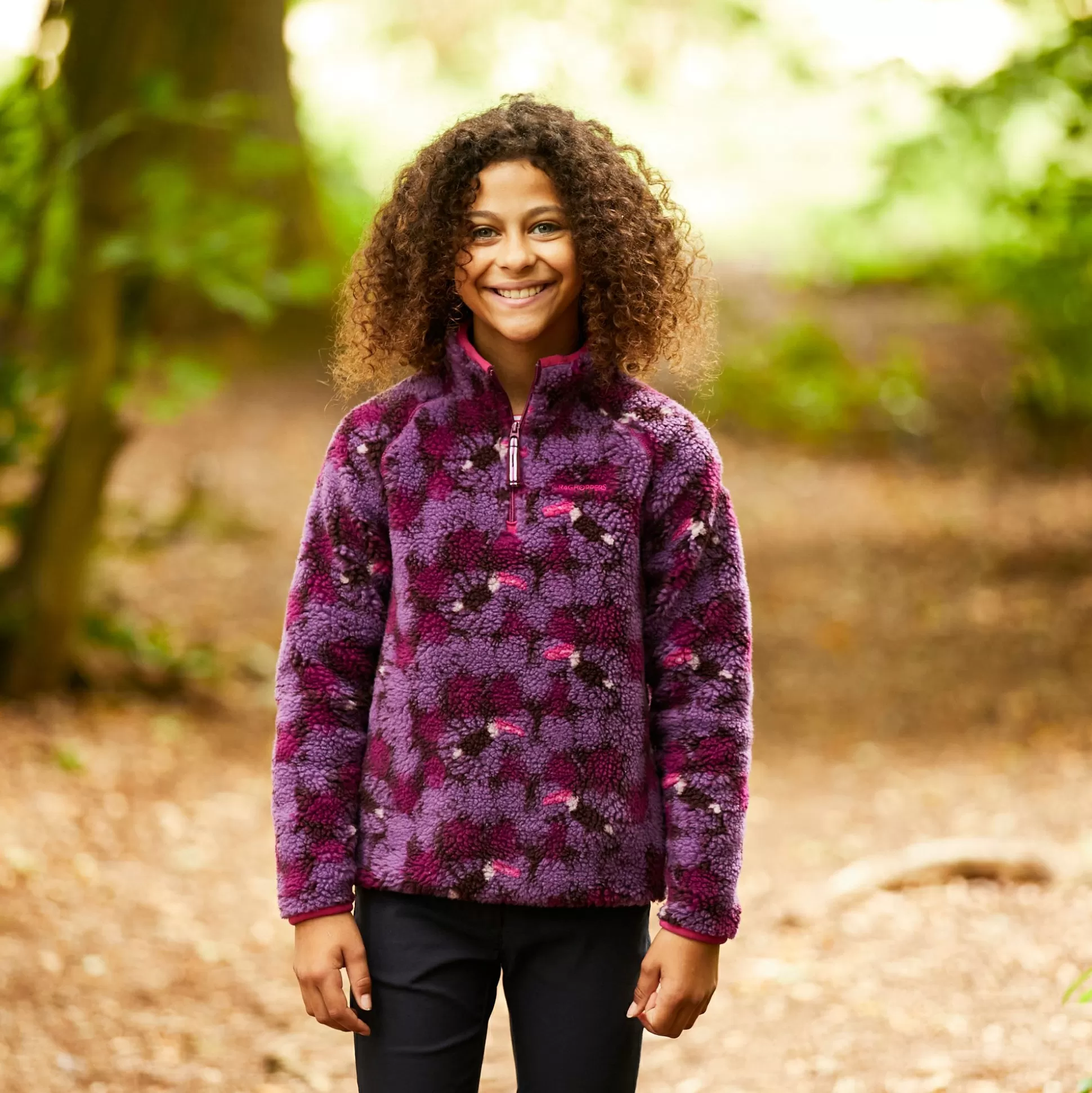 Craghoppers Kid'S Shenden Half Zip Fleece - Blackcurrant Print<Kids Half Zip Fleece