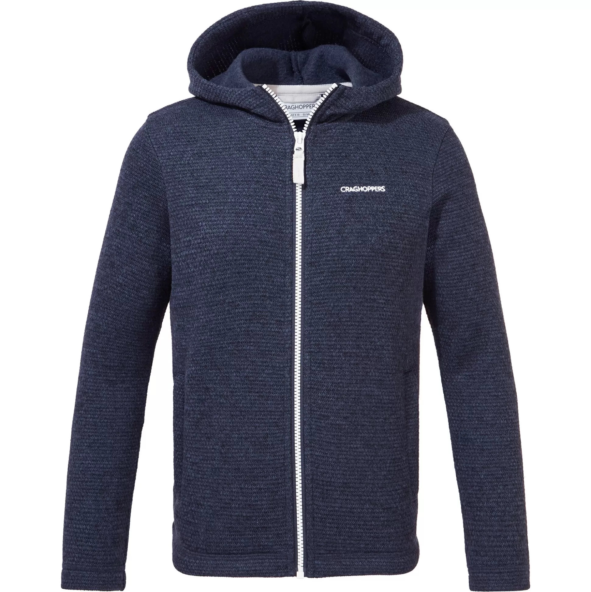 Craghoppers Kids' Shiloh Hooded Fleece Jacket - Blue Navy Marl<Kids Full Zip Fleece