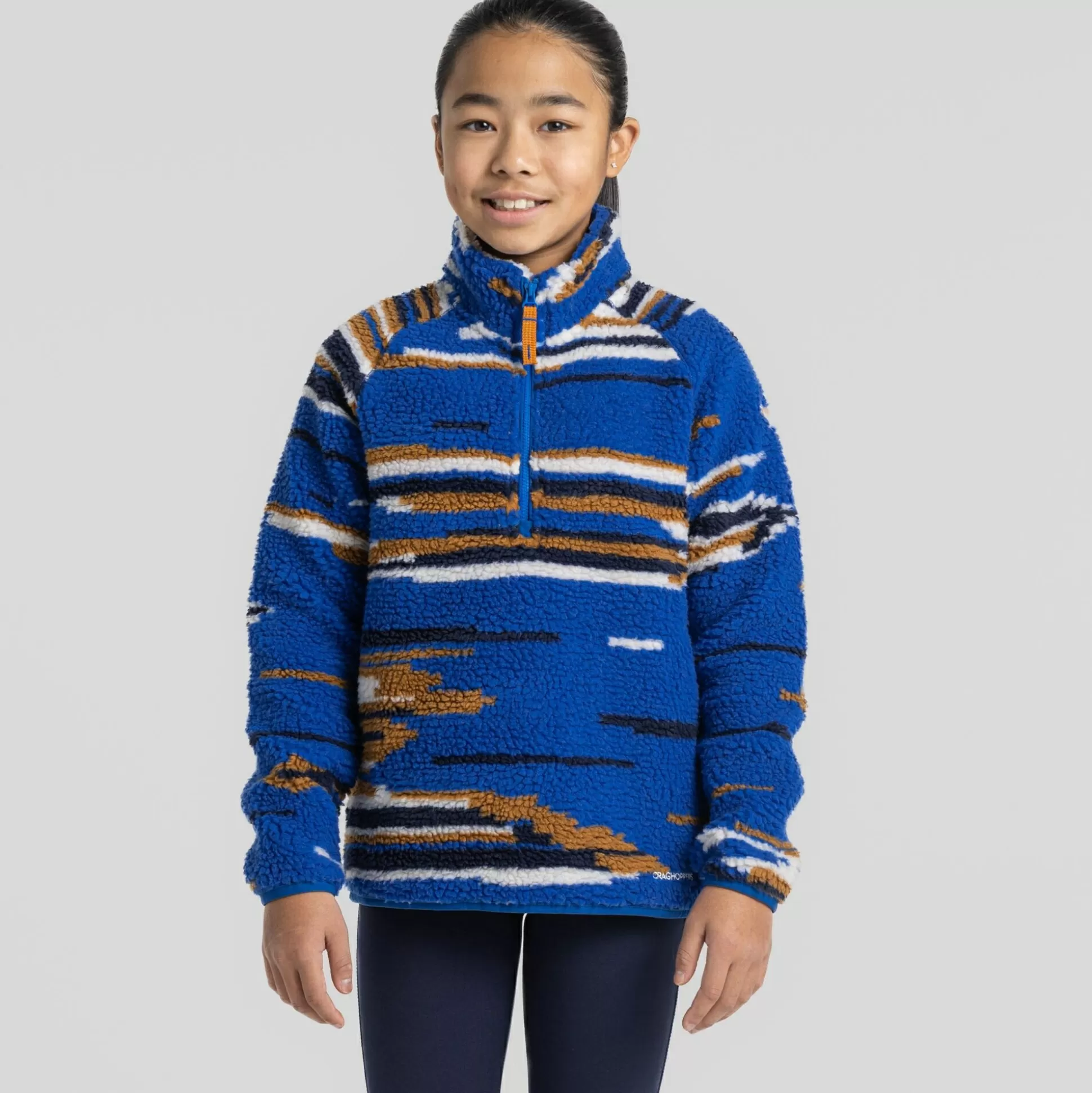 Craghoppers Kid'S Tivoli Half Zip - Titan Blue Print<Kids Half Zip Fleece