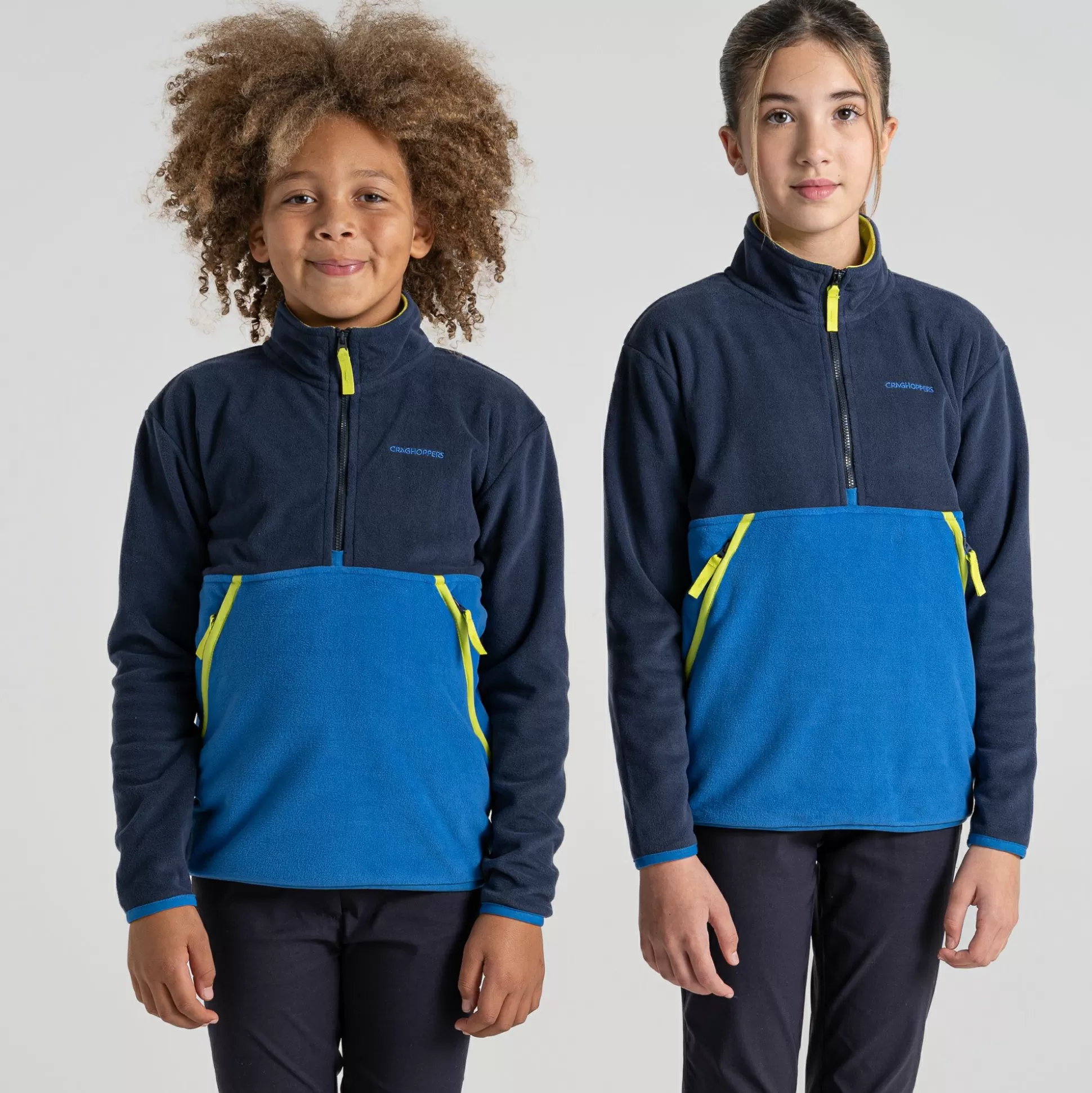 Craghoppers Kid'S Valo Half Zip Fleece - Blue Navy / Bolt Blue<Kids Half Zip Fleece