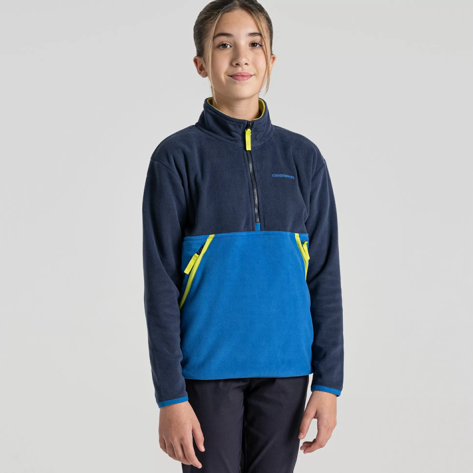 Craghoppers Kid'S Valo Half Zip Fleece - Blue Navy / Bolt Blue<Kids Half Zip Fleece