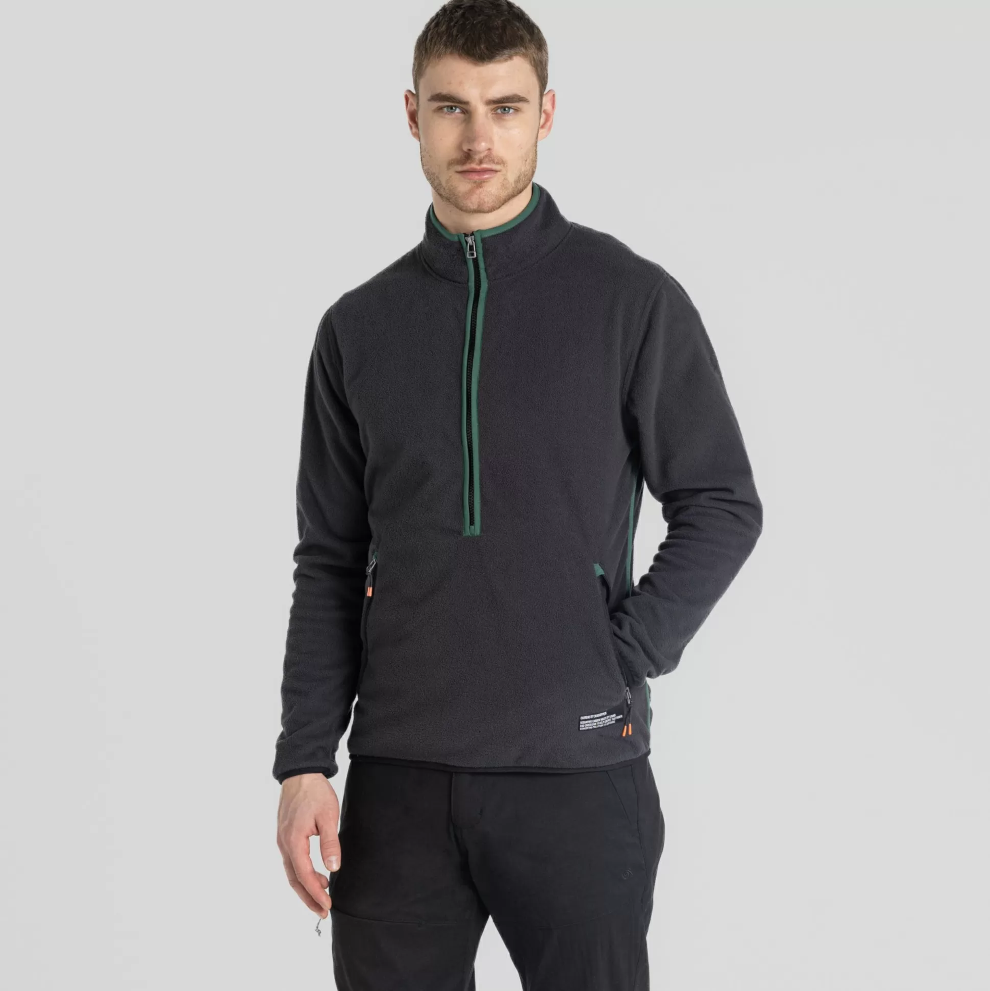 Craghoppers Men'S Co2 Renu Half Zip Fleece - Black Pepper<Mens Half Zip Fleece