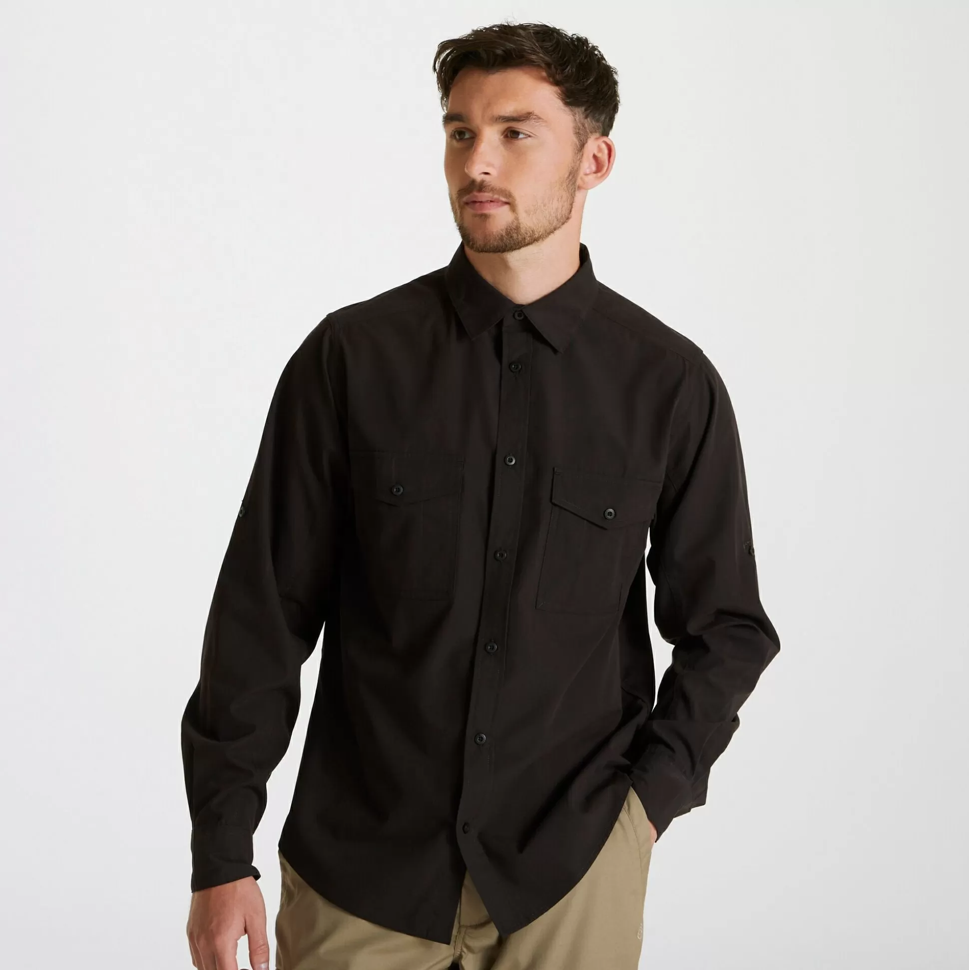 Craghoppers Men'S Expert Kiwi Long Sleeved Shirt - Black<Mens Long Sleeve