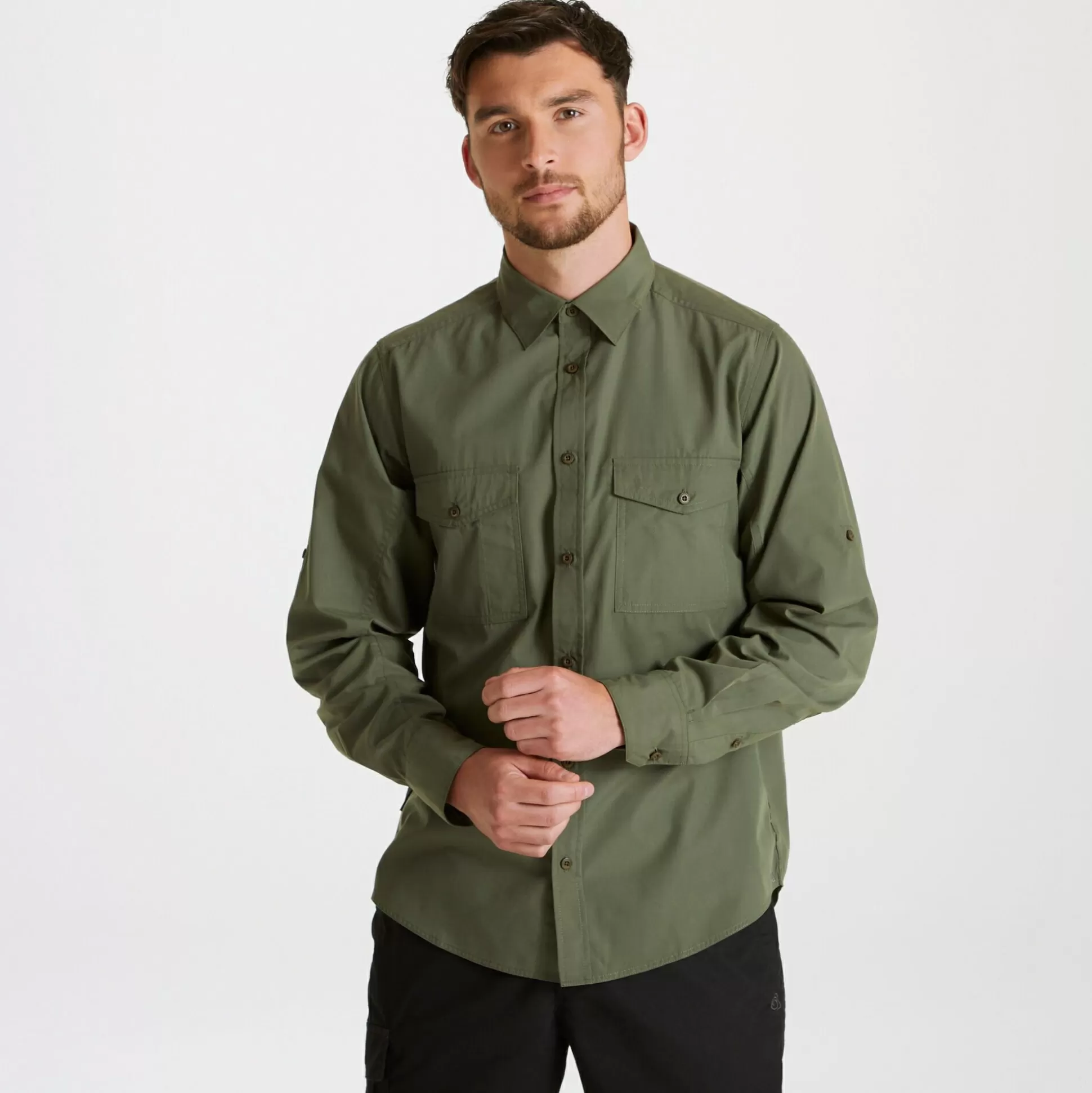 Craghoppers Men'S Expert Kiwi Long Sleeved Shirt - Dark Cedar Green<Mens Long Sleeve