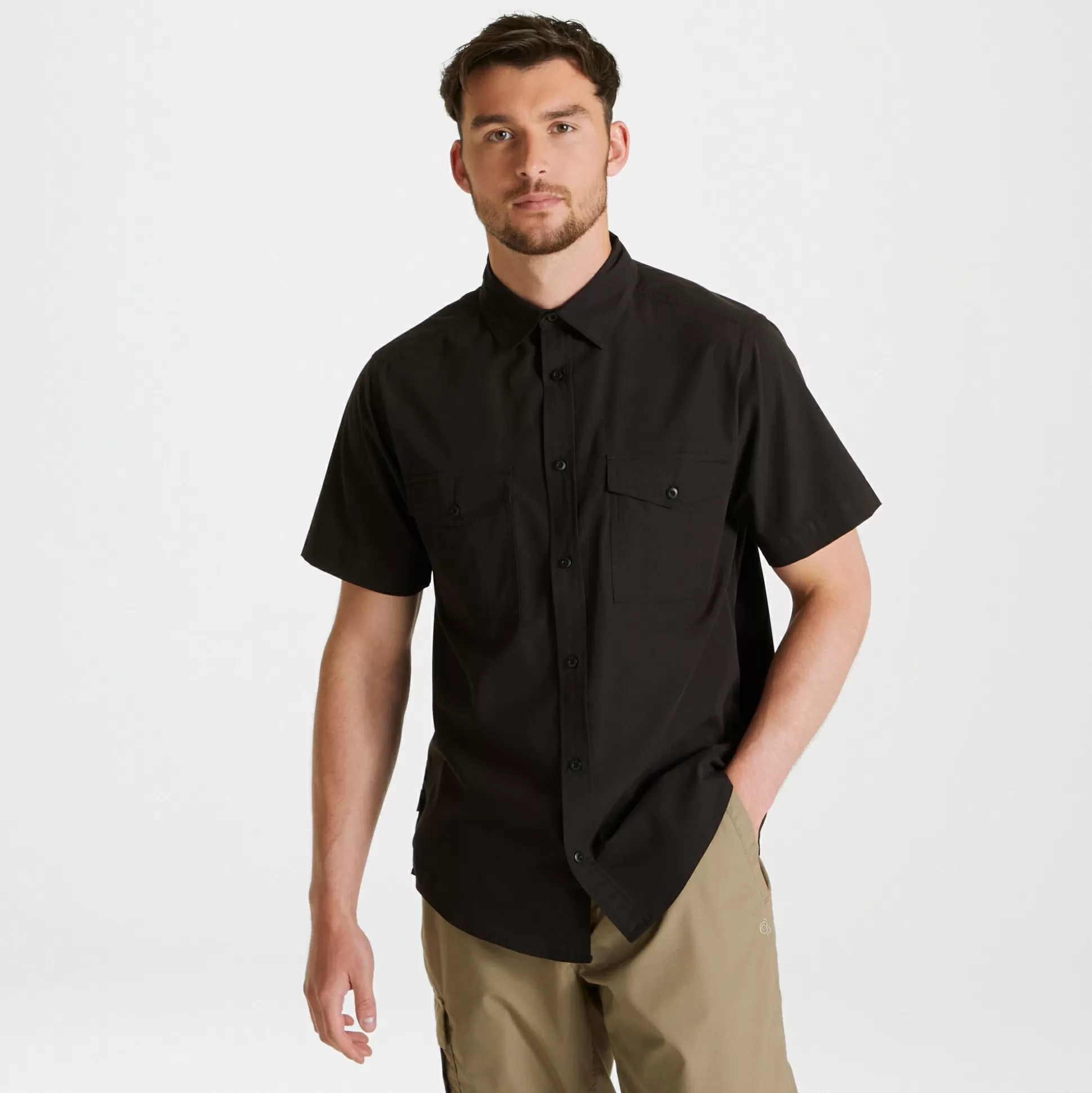 Craghoppers Men'S Expert Kiwi Short Sleeved Shirt - Black<Mens Long Sleeve | Short Sleeve