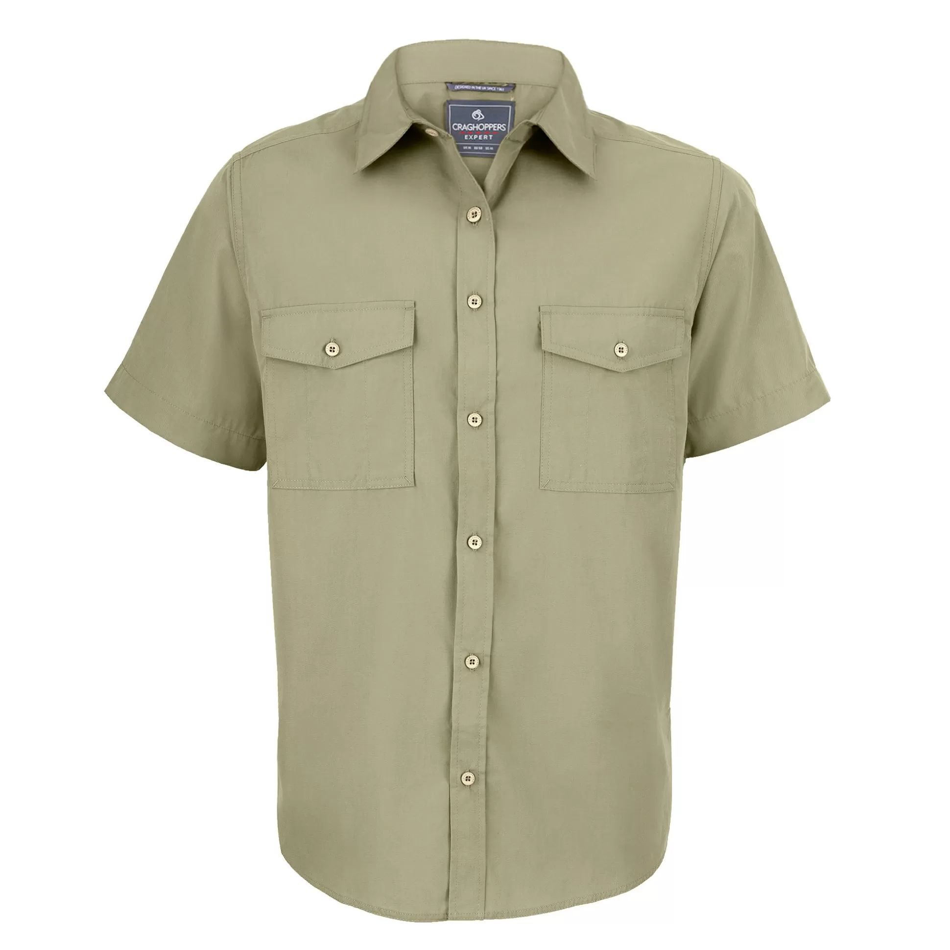 Craghoppers Men'S Expert Kiwi Short Sleeved Shirt - Pebble<Mens Long Sleeve | Short Sleeve