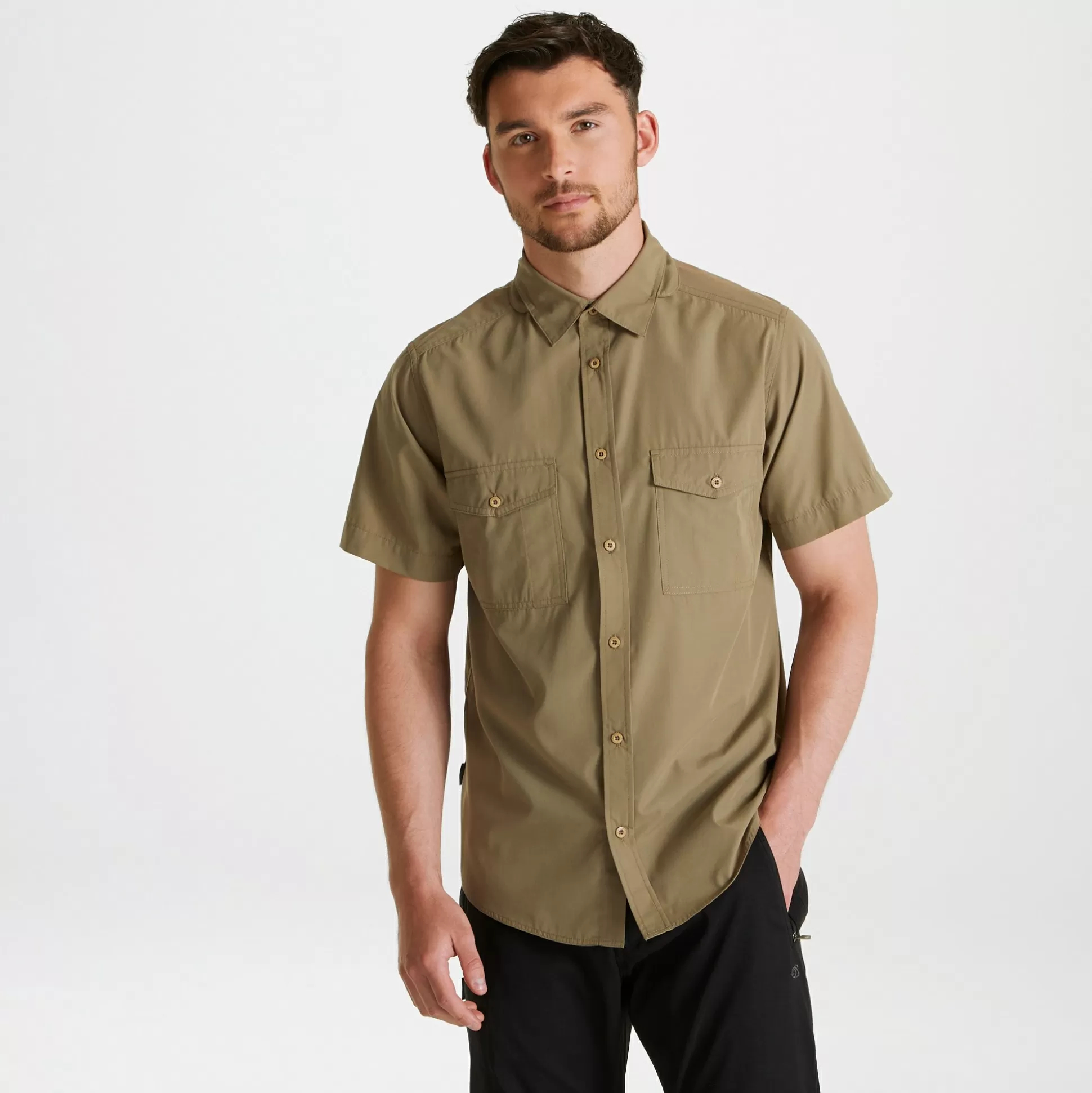 Craghoppers Men'S Expert Kiwi Short Sleeved Shirt - Pebble<Mens Long Sleeve | Short Sleeve