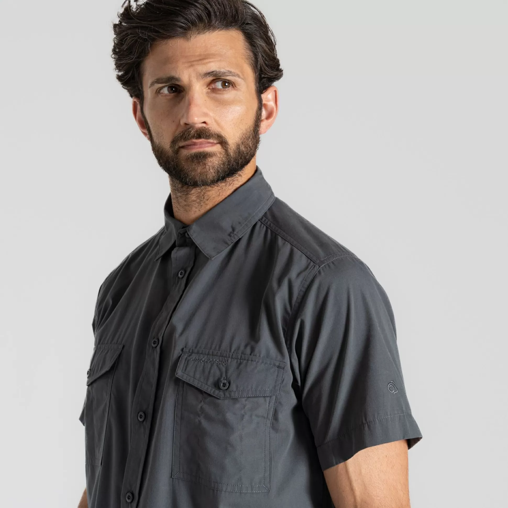 Craghoppers Men'S Kiwi Short Sleeved Shirt - Dark Grey<Mens Short Sleeve