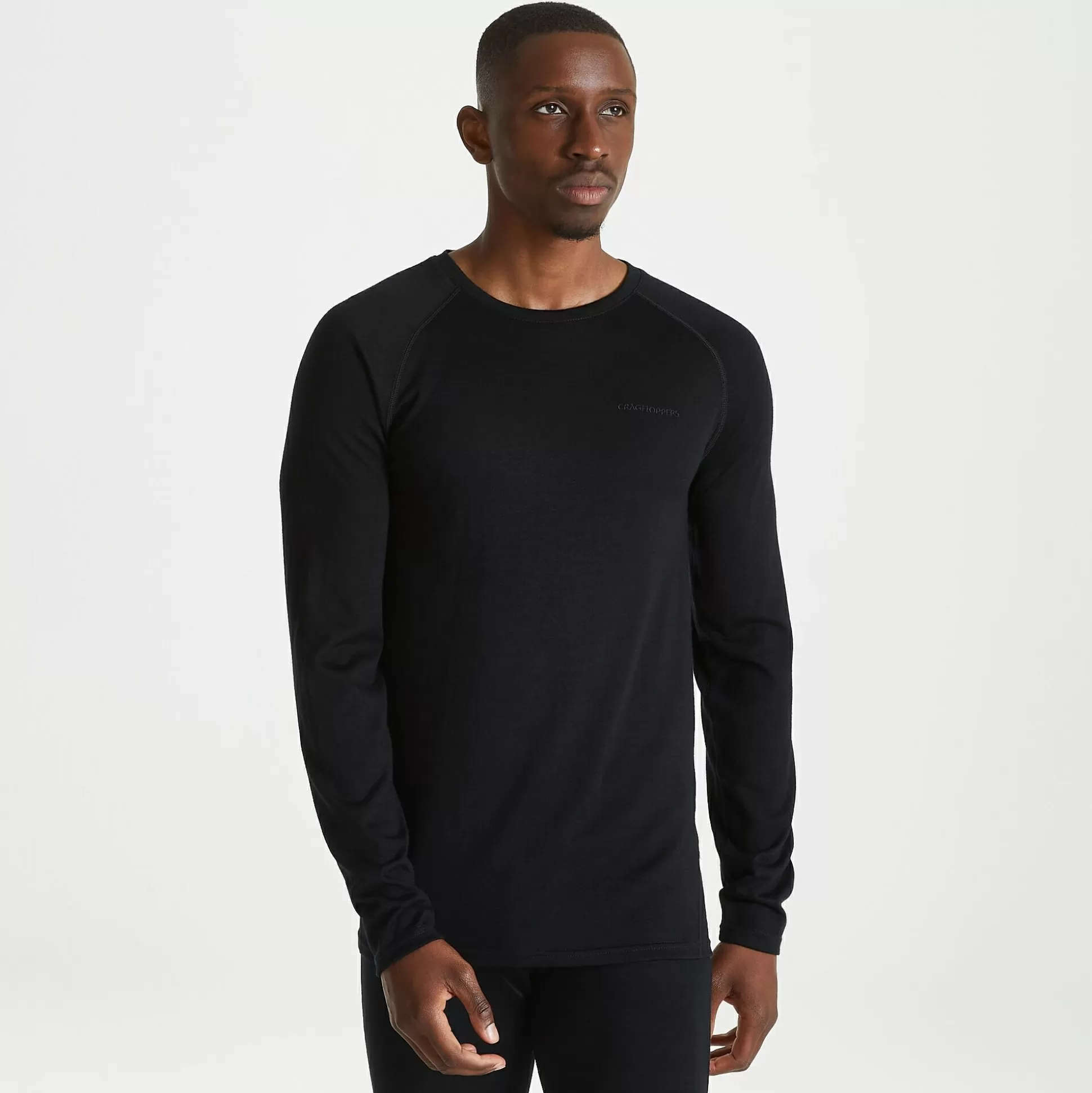 Craghoppers Men'S Merino Crew Neck Long Sleeved Baselayer Ii - Black<Mens Long Sleeve