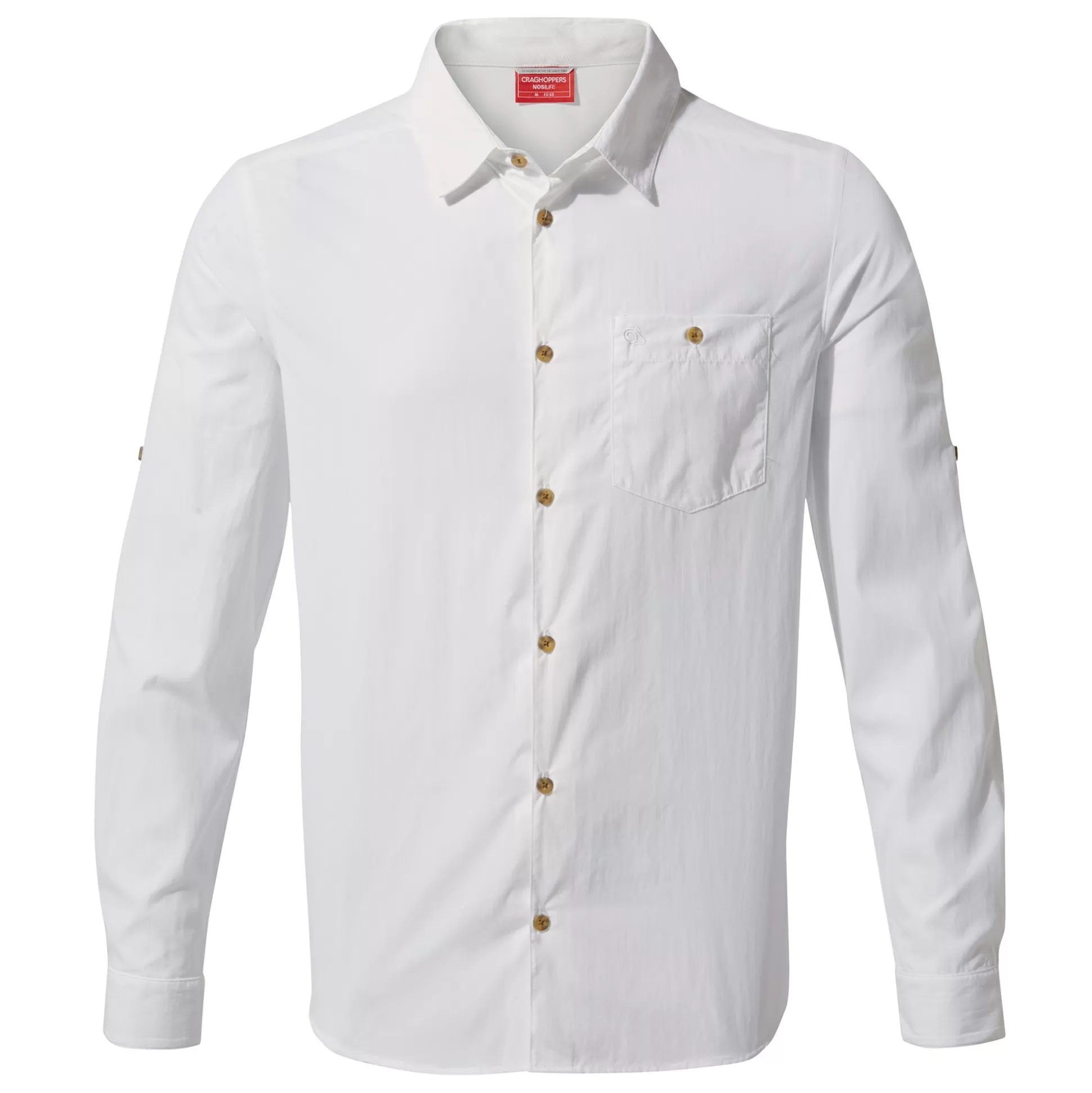 Craghoppers Men'S Nosilife Nuoro Long Sleeved Shirt - Optic White<Mens Long Sleeve