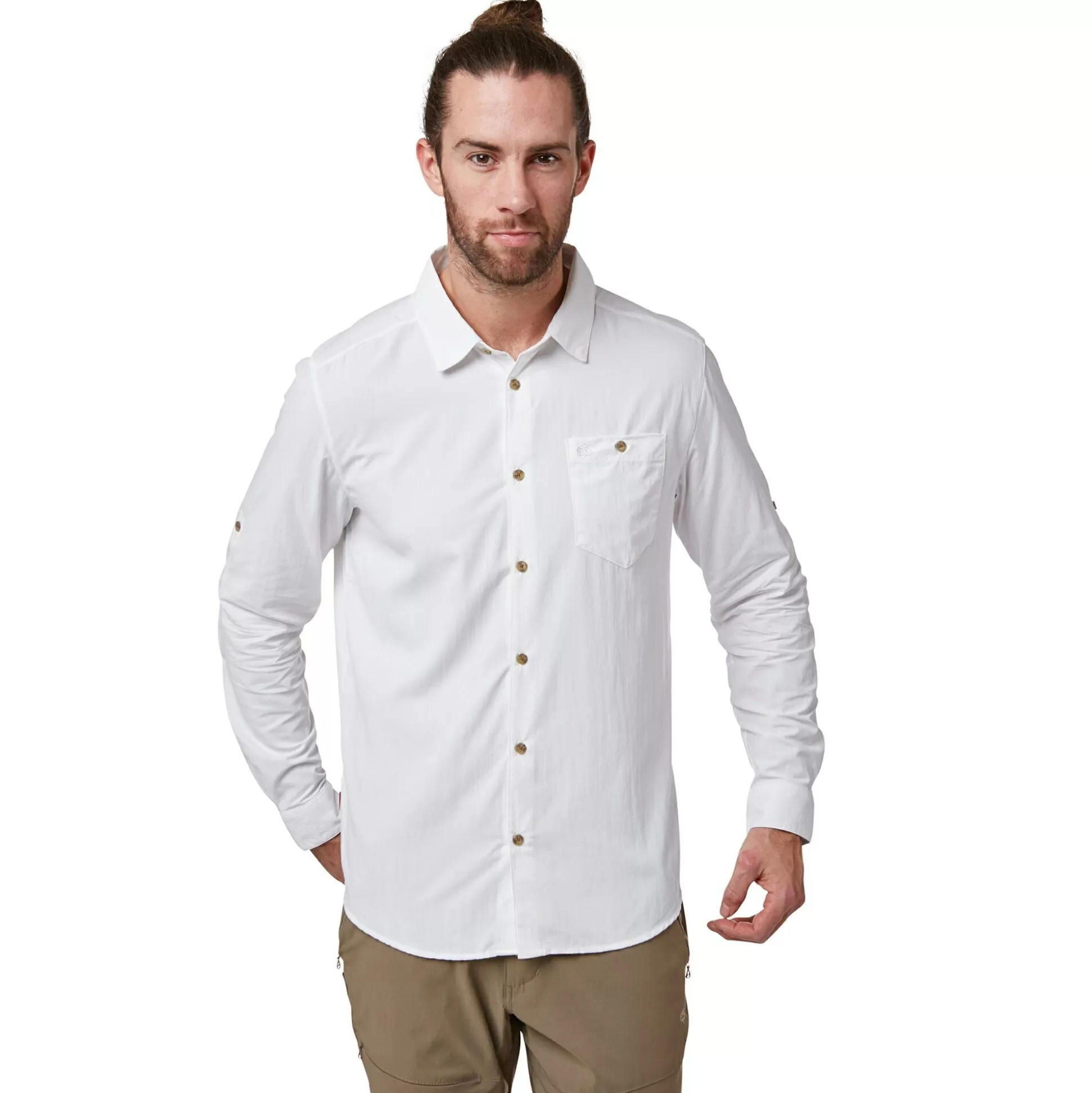 Craghoppers Men'S Nosilife Nuoro Long Sleeved Shirt - Optic White<Mens Long Sleeve