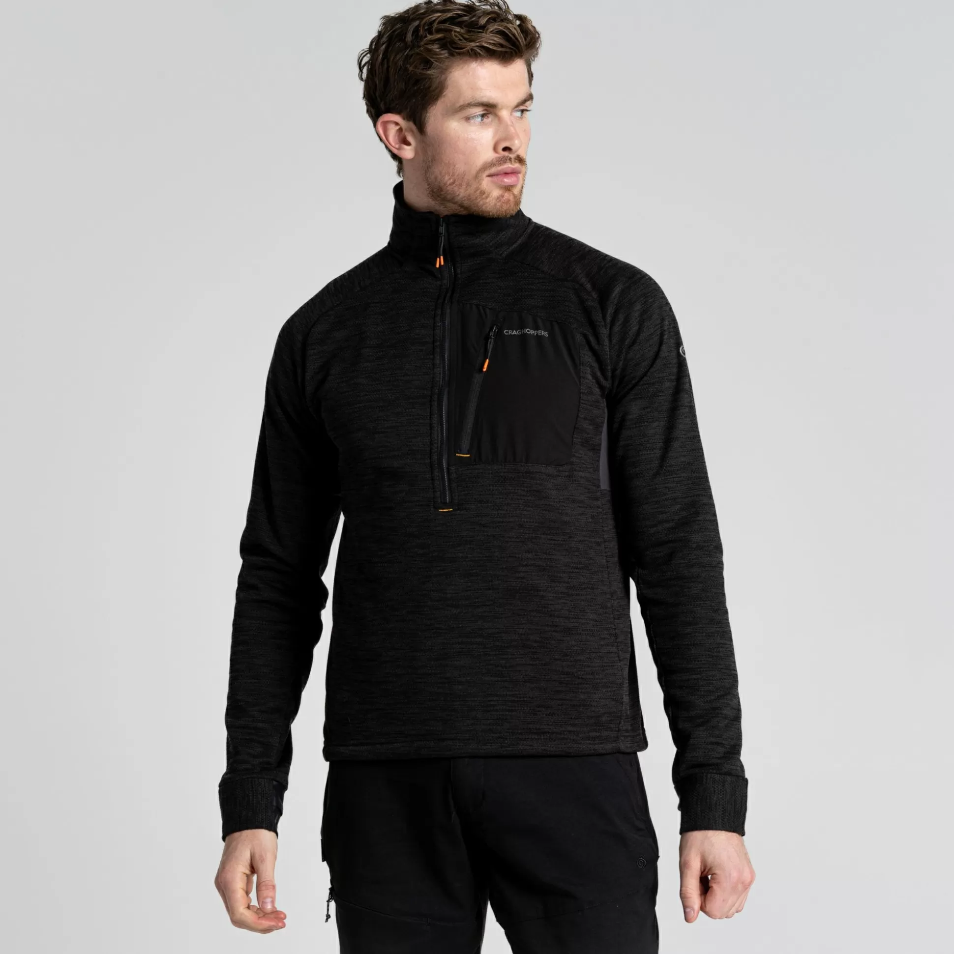 Craghoppers Men'S Tarbert Half Zip Fleece - Black Pepper<Mens Half Zip Fleece