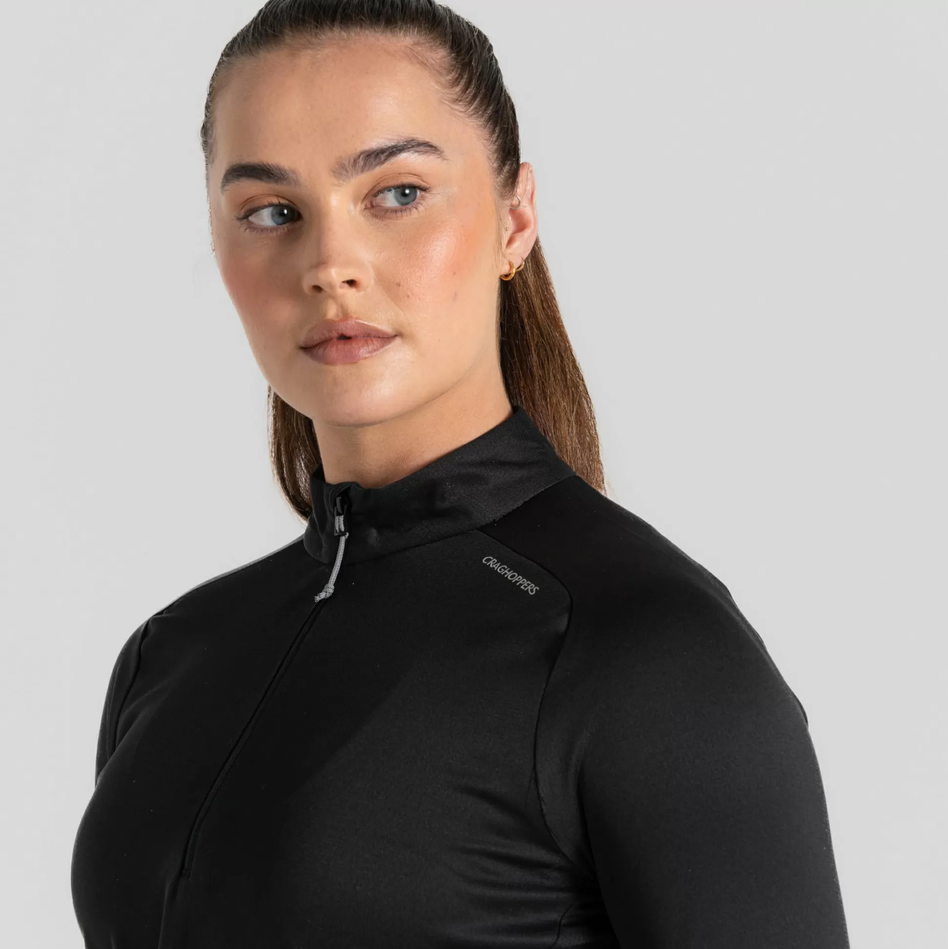 Craghoppers Women'S Dynamic Pro Half Zip T-Shirt - Black<Womens Long Sleeve