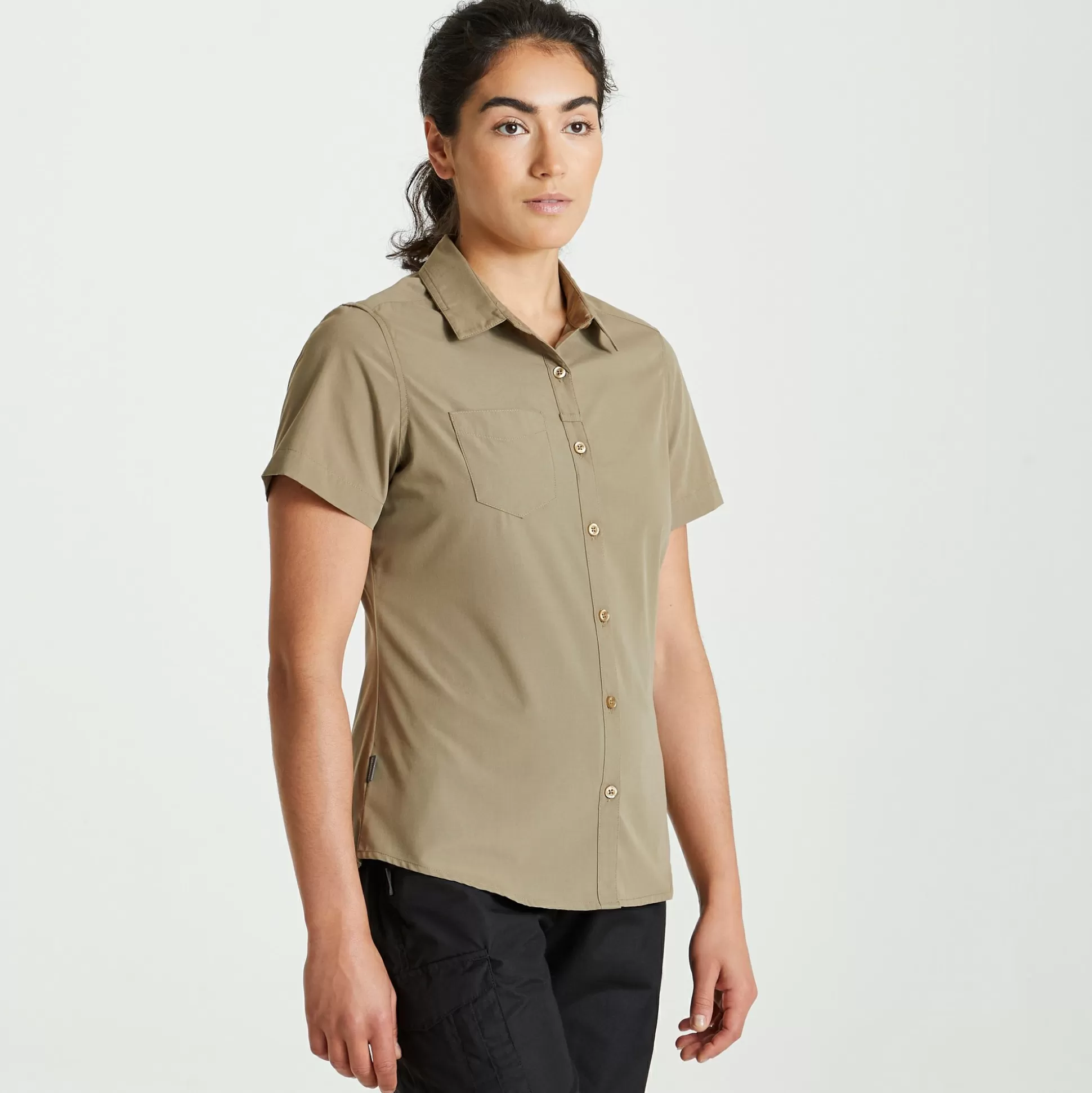 Craghoppers Women'S Expert Kiwi Short Sleeved Shirt - Pebble<Womens Short Sleeve