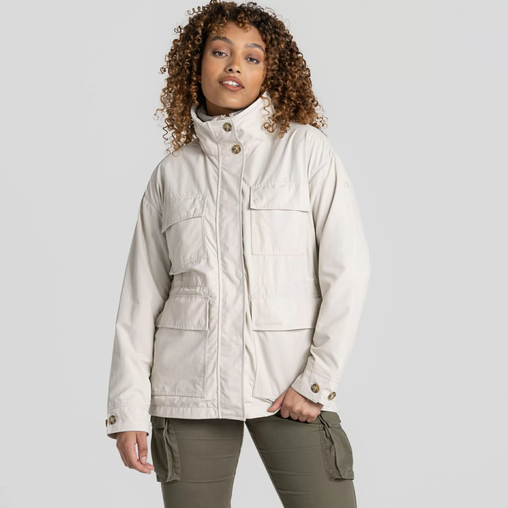 Craghoppers Women'S Nosilife Adventure Jacket - Stone<Womens Softshell Jackets